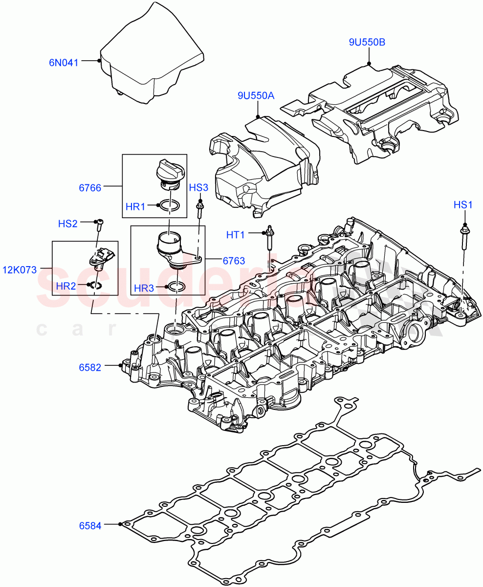 Cylinder Head Cover (3.0L AJ20P6 Petrol High) ((V) FROMKA000001) of Land Rover Land Rover Range Rover Sport (2014+) [3.0 I6 Turbo Petrol AJ20P6]