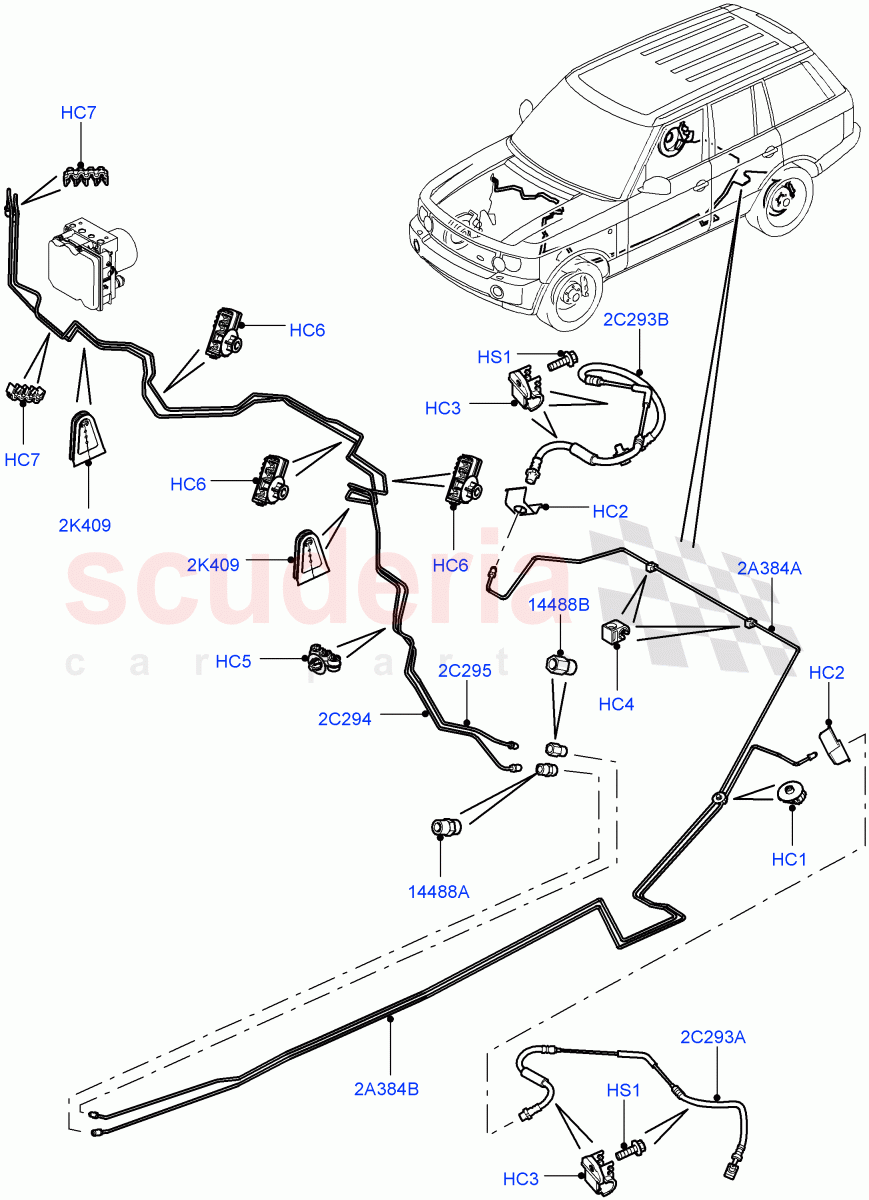 Rear Brake Pipes (RHD) ((V) FROMAA000001) of Land Rover Land Rover Range Rover (2010-2012) [3.6 V8 32V DOHC EFI Diesel]