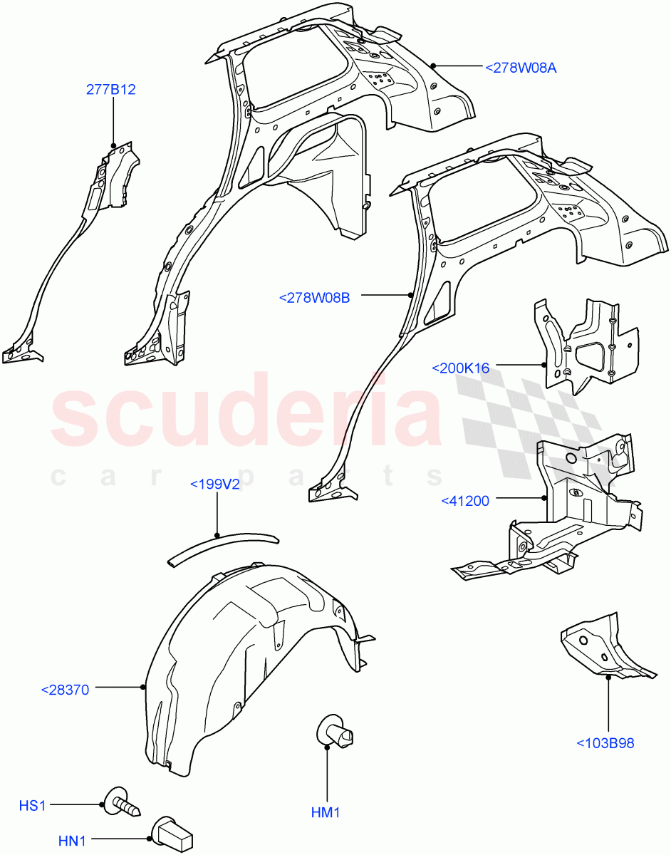Side Panels - Inner (Rear) ((V) FROMAA000001) of Land Rover Land Rover Range Rover Sport (2010-2013) [3.0 Diesel 24V DOHC TC]