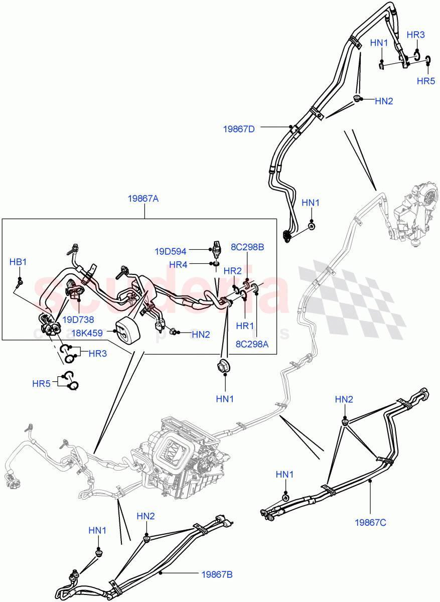 Air Conditioning System (Halewood (UK), Climate Control - Chiller Unit, Air Con Refrigerant-HF01234YF) ((V) TOKH999999) of Land Rover Land Rover Discovery Sport (2015+) [2.2 Single Turbo Diesel]