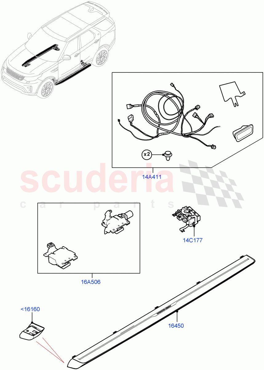 Side Steps And Tubes (Power Deployable, Solihull Plant Build) ((V) FROMJA000001) of Land Rover Land Rover Discovery 5 (2017+) [3.0 DOHC GDI SC V6 Petrol]