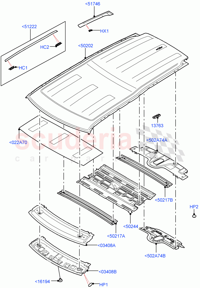 Roof - Sheet Metal (Nitra Plant Build) (Less Panorama Roof) ((V) FROMK2000001) of Land Rover Land Rover Discovery 5 (2017+) [2.0 Turbo Petrol AJ200P]