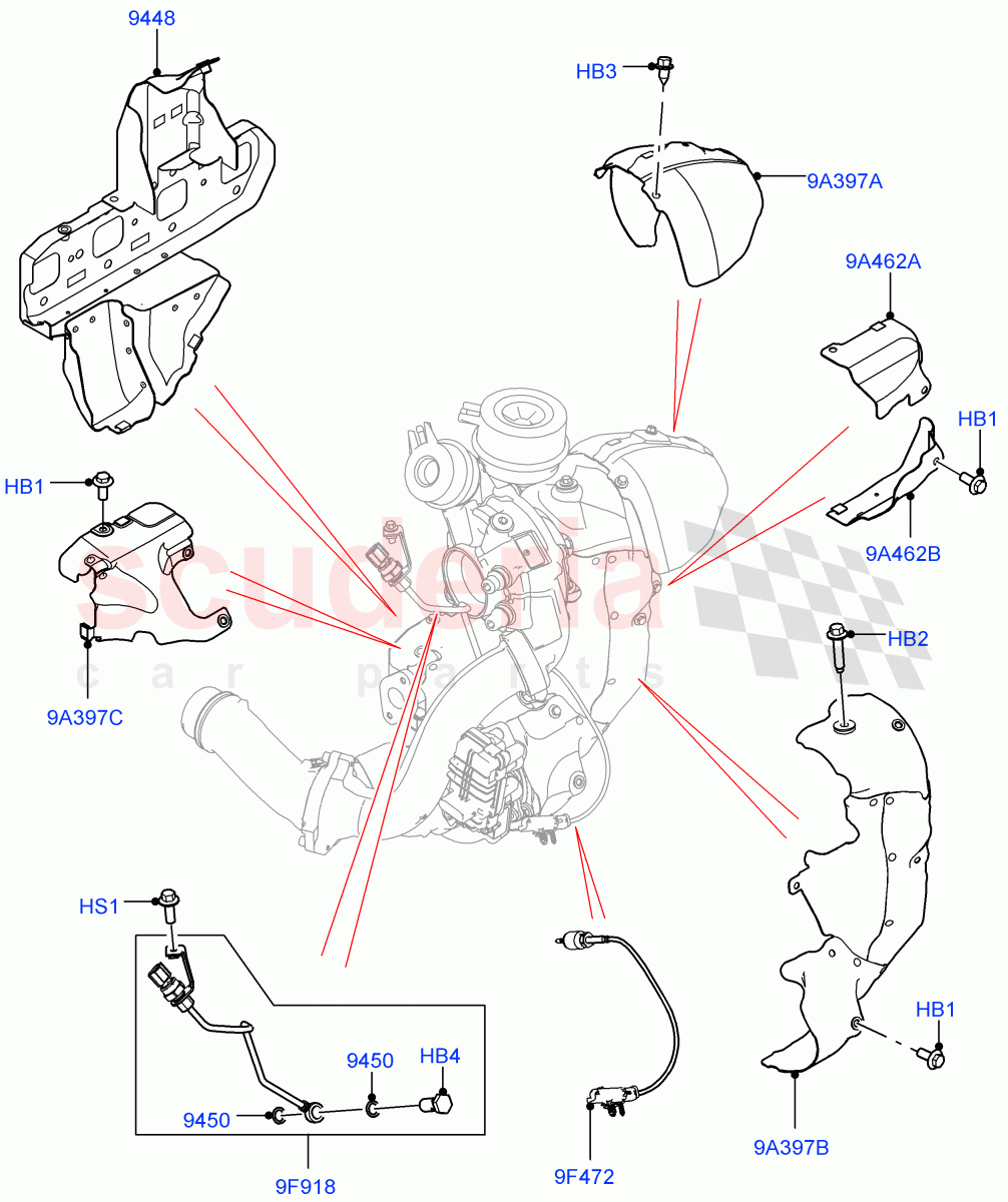 Turbocharger (Turbocharger Related Parts) (2.0L AJ20D4 Diesel High PTA, Halewood (UK)) of Land Rover Land Rover Discovery Sport (2015+) [2.0 Turbo Diesel]