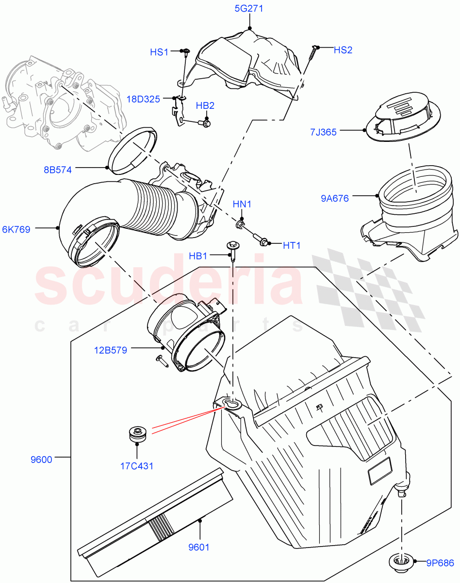 Air Cleaner (2.0L AJ20D4 Diesel Mid PTA, Itatiaia (Brazil)) ((V) FROMLT000001) of Land Rover Land Rover Discovery Sport (2015+) [2.0 Turbo Diesel]