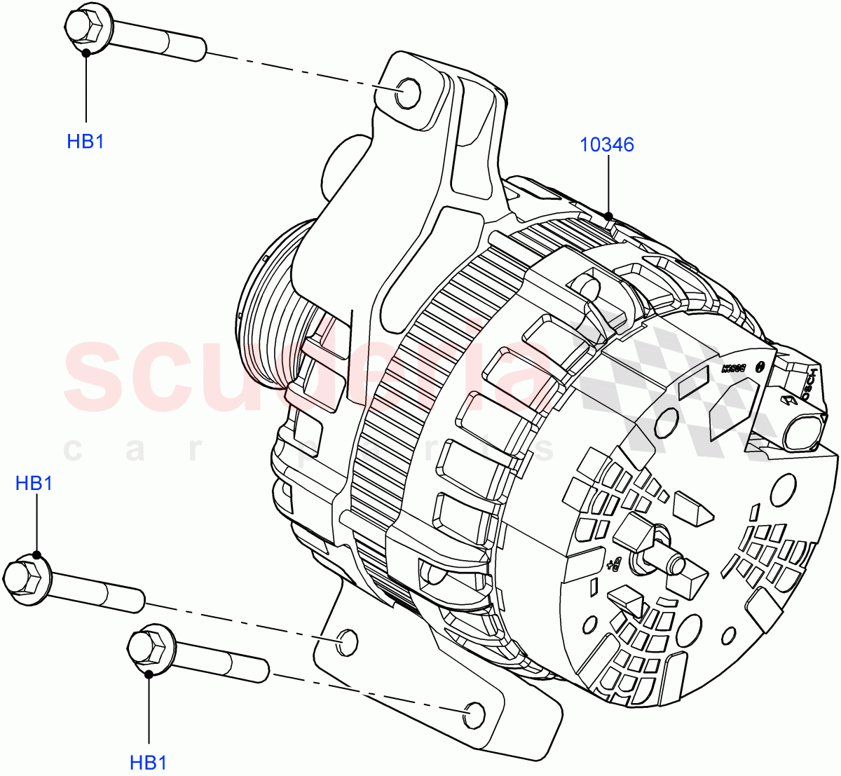 Alternator And Mountings (2.0L 16V TIVCT T/C 240PS Petrol, Changsu (China), 2.0L 16V TIVCT T/C Gen2 Petrol) ((V) FROMFG000001) of Land Rover Land Rover Discovery Sport (2015+) [2.0 Turbo Petrol AJ200P]