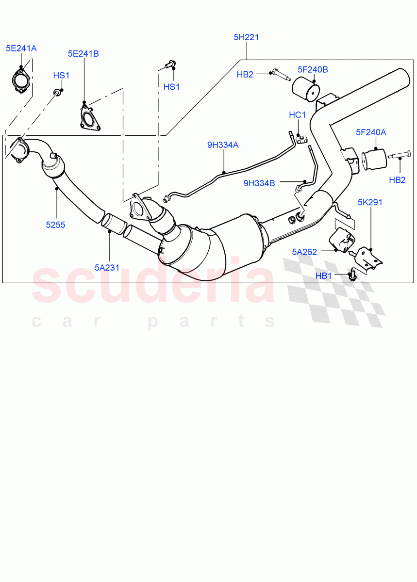 Front Exhaust System (3.0 V6 Diesel Electric Hybrid Eng, Proconve L6 Emissions, 3.0L 24V DOHC V6 TC Diesel, 3.0L 24V V6 Turbo Diesel Std Flow, Stage V Plus DPF) of Land Rover Land Rover Range Rover Sport (2014+) [3.0 Diesel 24V DOHC TC]