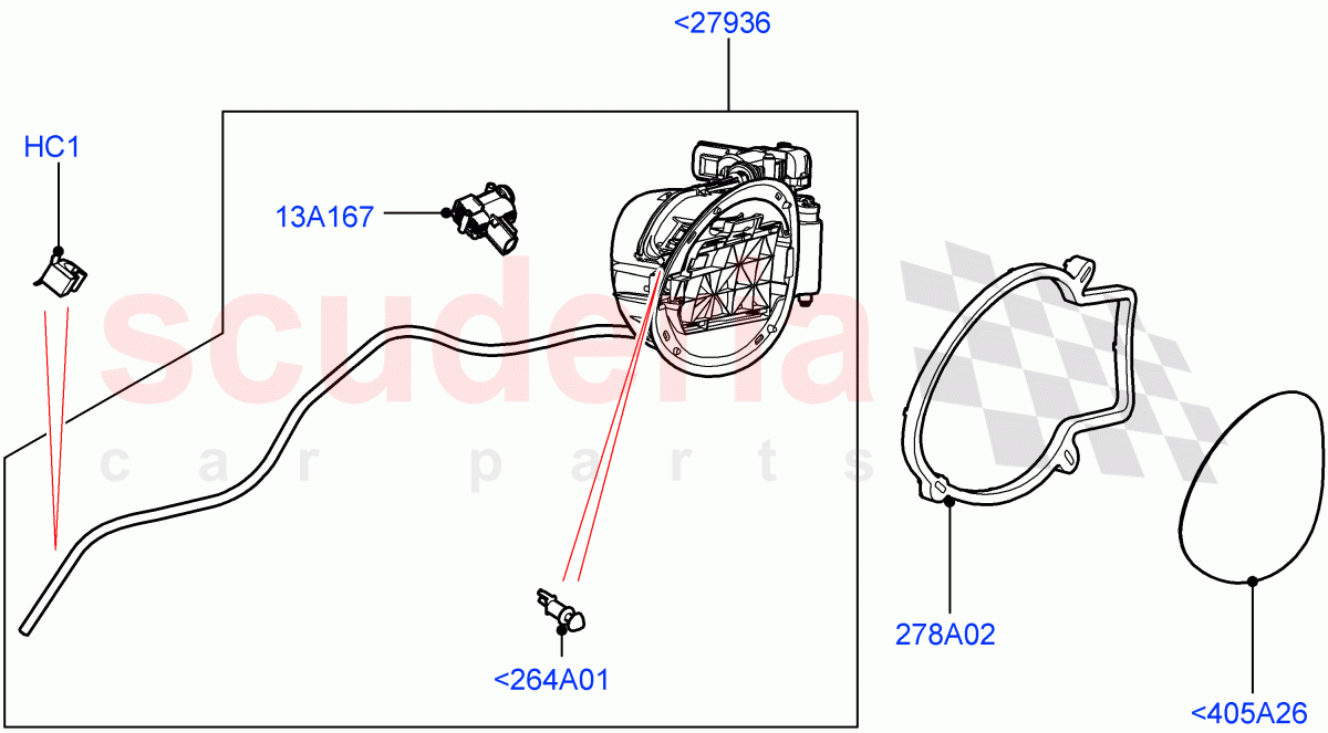 Fuel Tank Filler Door And Controls (Halewood (UK)) of Land Rover Land Rover Range Rover Evoque (2012-2018) [2.0 Turbo Diesel]