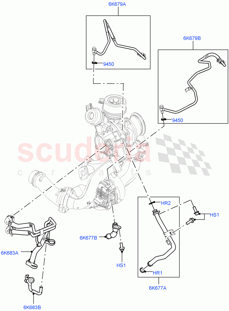 Turbocharger (Lubrication And Cooling) (2.0L I4 DSL HIGH DOHC AJ200) ((V) FROMJH000001) of Land Rover Land Rover Discovery Sport (2015+) [2.0 Turbo Diesel]