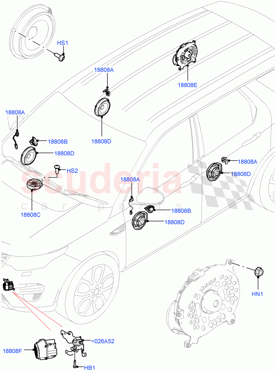 Speakers (Halewood (UK), Low Line Audio System - 400W) of Land Rover Land Rover Discovery Sport (2015+) [2.2 Single Turbo Diesel]
