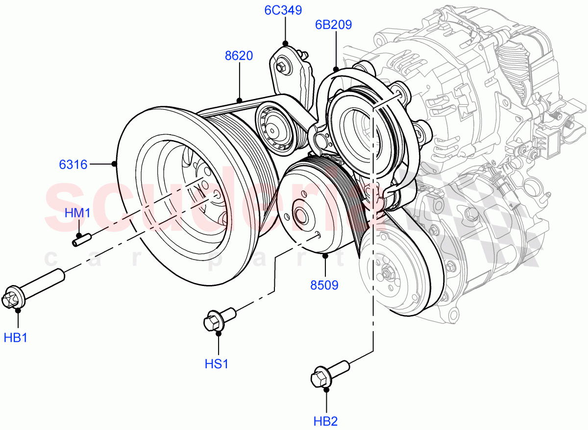 Pulleys And Drive Belts (3.0L AJ20P6 Petrol High) ((V) FROMMA000001) of Land Rover Land Rover Range Rover Velar (2017+) [3.0 I6 Turbo Petrol AJ20P6]