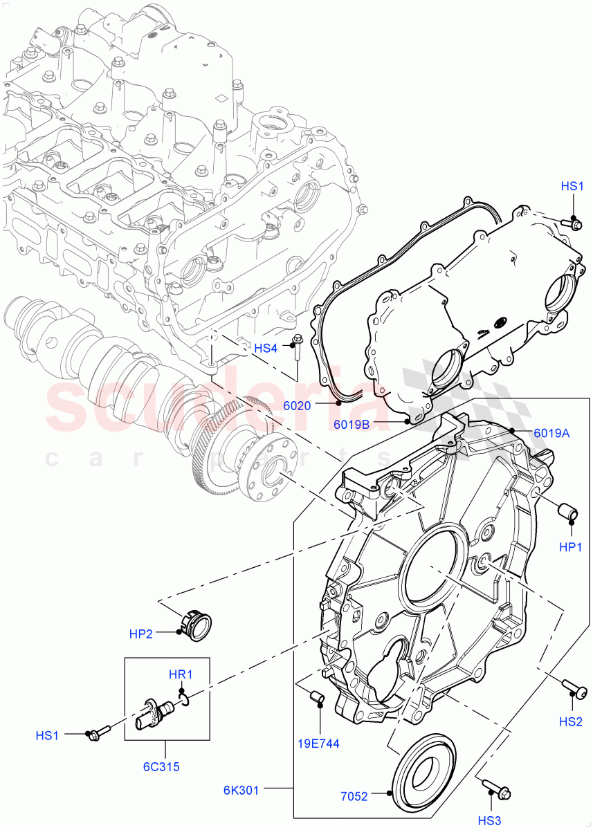 Timing Gear Covers (2.0L I4 High DOHC AJ200 Petrol, Changsu (China), 2.0L I4 Mid DOHC AJ200 Petrol) of Land Rover Land Rover Range Rover Evoque (2012-2018) [2.0 Turbo Petrol AJ200P]