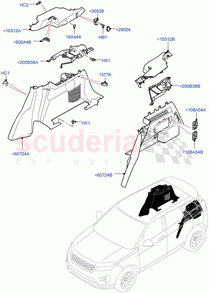 Side Trim (Luggage Compartment) (Changsu (China)) of Land Rover Land Rover Range Rover Evoque (2019+) [2.0 Turbo Diesel AJ21D4]
