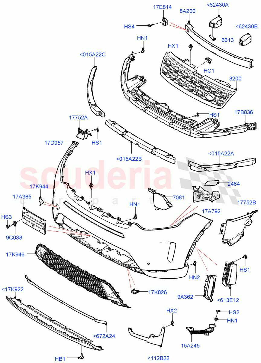 Radiator Grille And Front Bumper (Changsu (China), Front Bumper - Sport - Body Colour) ((V) FROMKG446857) of Land Rover Land Rover Discovery Sport (2015+) [2.0 Turbo Diesel AJ21D4]