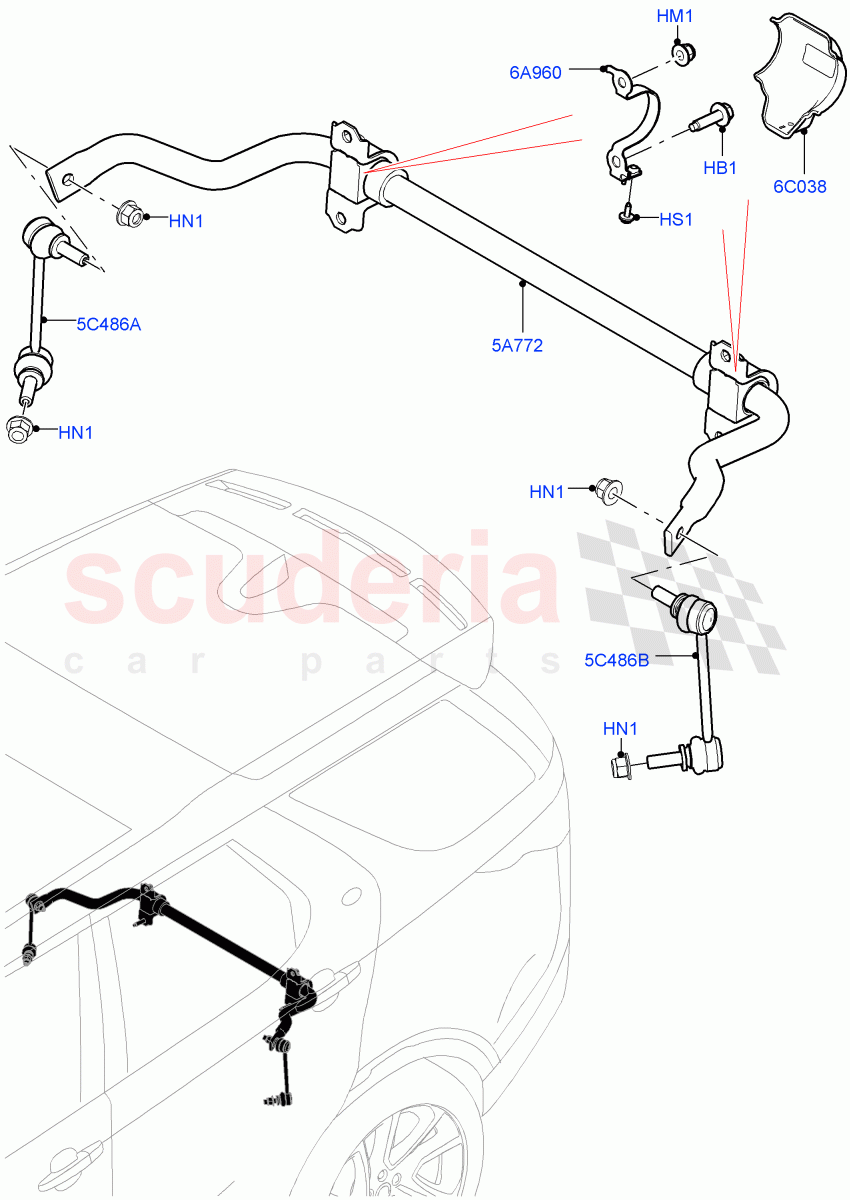 Rear Cross Member & Stabilizer Bar (Nitra Plant Build, Conventional Stabilizer Bar) ((V) FROMM2000001) of Land Rover Land Rover Discovery 5 (2017+) [2.0 Turbo Petrol AJ200P]