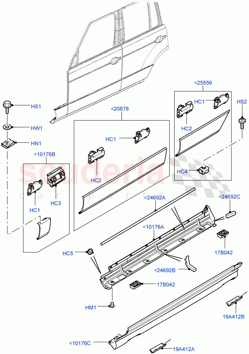Body Mouldings ((V) FROMAA000001) of Land Rover Land Rover Range Rover (2010-2012) [5.0 OHC SGDI SC V8 Petrol]
