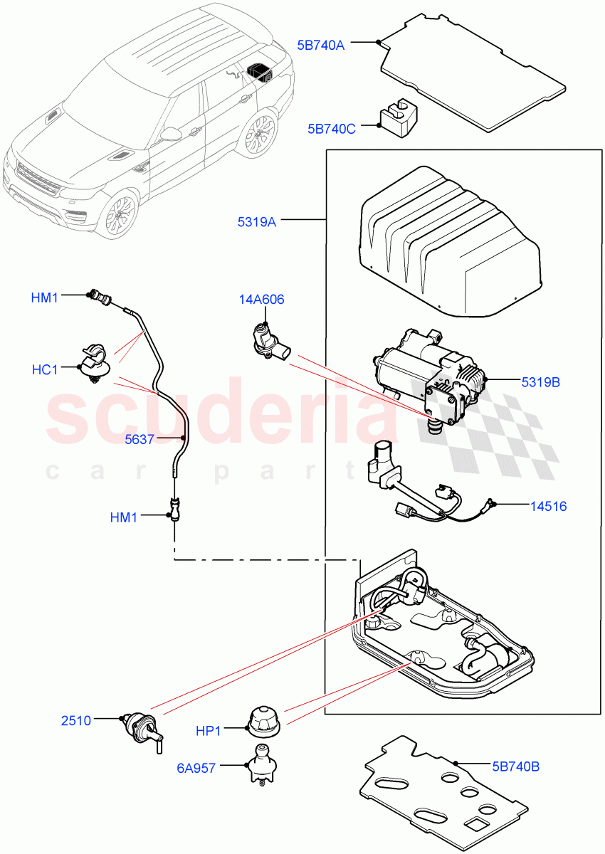 Air Suspension Compressor And Lines (Compressor Assy) (2.0L AJ200P Hi PHEV) ((V) FROMJA000001) of Land Rover Land Rover Range Rover Sport (2014+) [3.0 I6 Turbo Diesel AJ20D6]