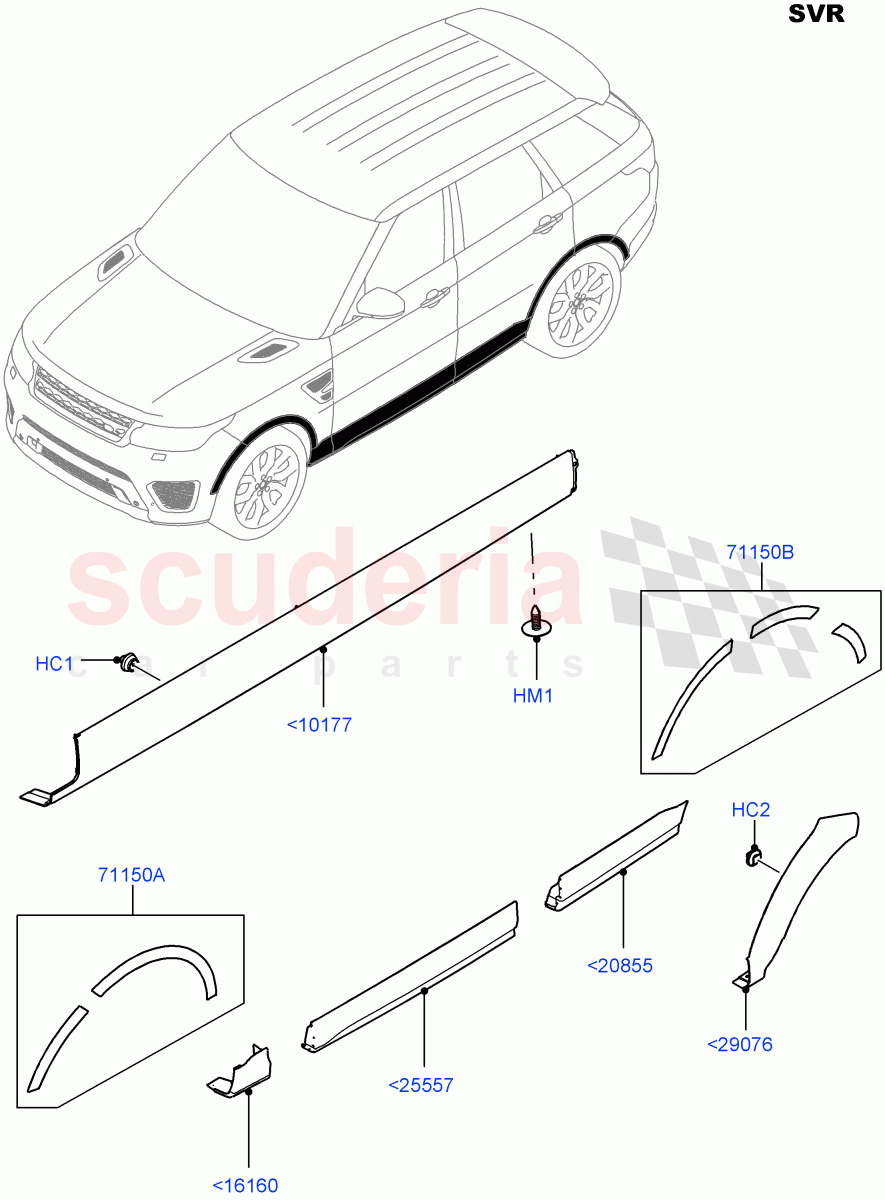 Body Mouldings (SVR Version, SVR) ((V) FROMFA000001) of Land Rover Land Rover Range Rover Sport (2014+) [5.0 OHC SGDI SC V8 Petrol]