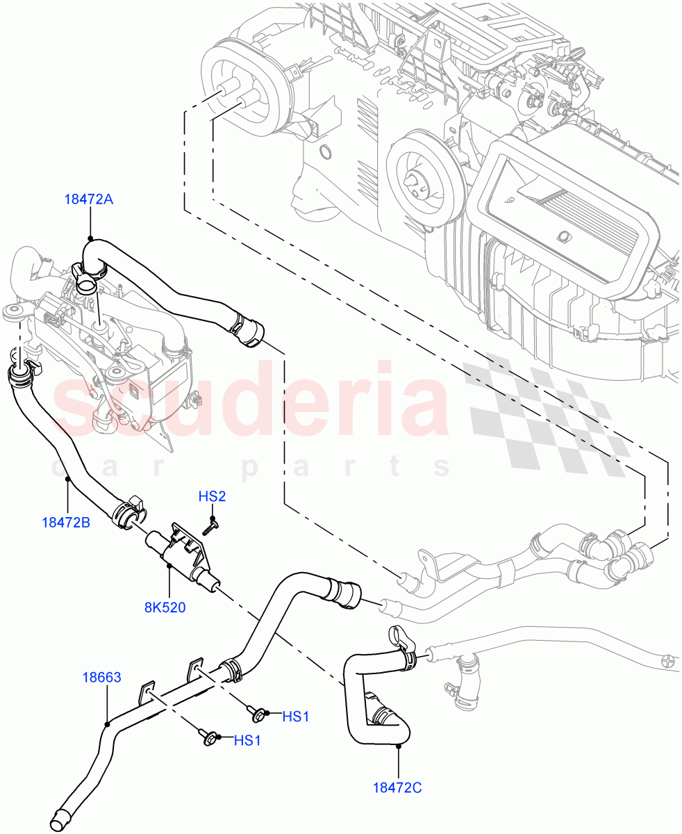 Heater Hoses (Front) (3.0 V6 Diesel, With Fuel Fired Heater) ((V) TOHA999999) of Land Rover Land Rover Range Rover (2012-2021) [2.0 Turbo Petrol AJ200P]