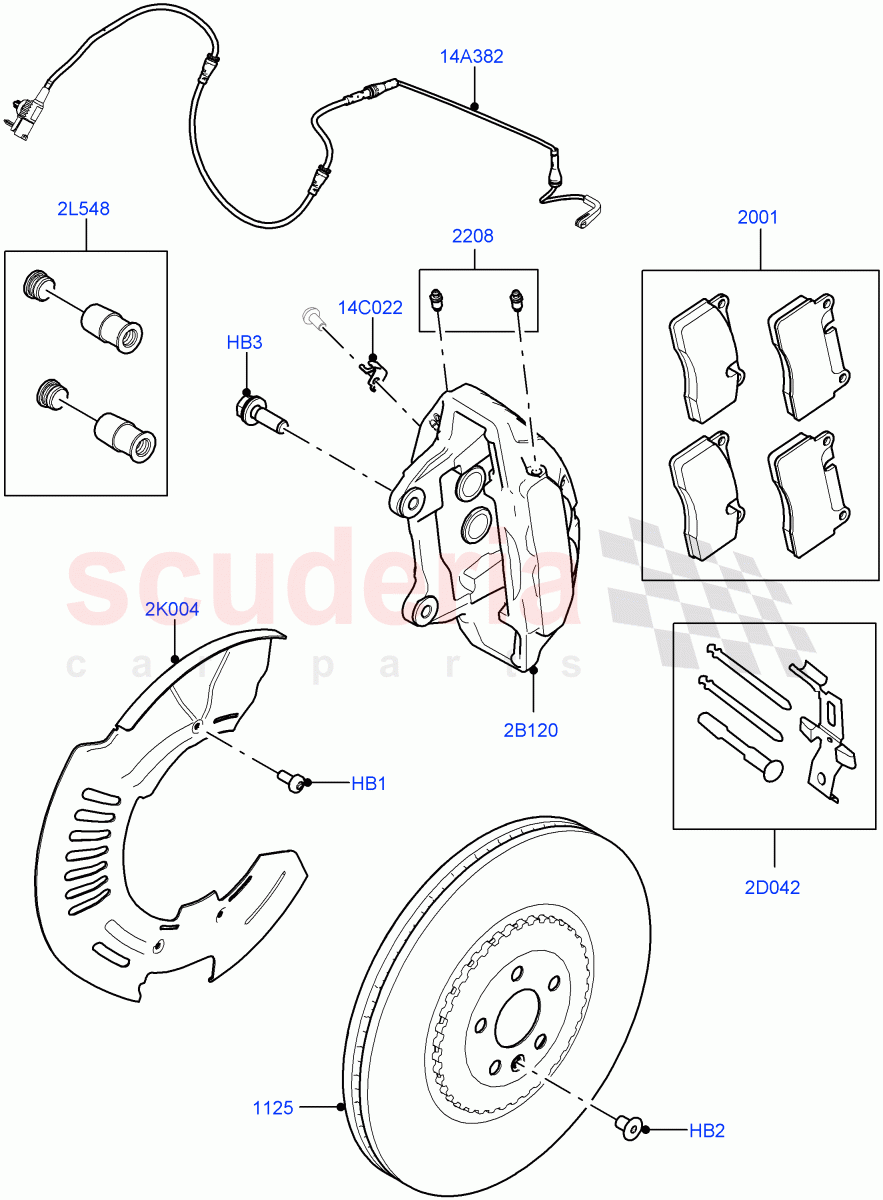 Front Brake Discs And Calipers (5.0L P AJ133 DOHC CDA S/C Enhanced, Limited Package) ((V) FROMKA000001) of Land Rover Land Rover Range Rover Velar (2017+) [2.0 Turbo Diesel AJ21D4]