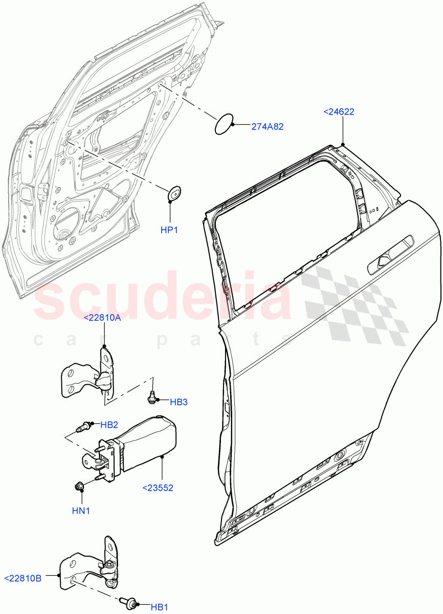 Rear Doors, Hinges & Weatherstrips (Door And Fixings) (Itatiaia (Brazil)) of Land Rover Land Rover Range Rover Evoque (2019+) [2.0 Turbo Diesel]