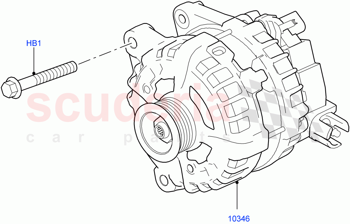 Alternator And Mountings (2.0L AJ21D4 Diesel Mid, Less Electric Engine Battery, 2.0L I4 High DOHC AJ200 Petrol, 2.0L I4 DSL HIGH DOHC AJ200, 2.0L I4 DSL MID DOHC AJ200, 3.0L AJ20D6 Diesel High, 2.0L I4 Mid DOHC AJ200 Petrol) of Land Rover Land Rover Range Rover Velar (2017+) [3.0 I6 Turbo Petrol AJ20P6]