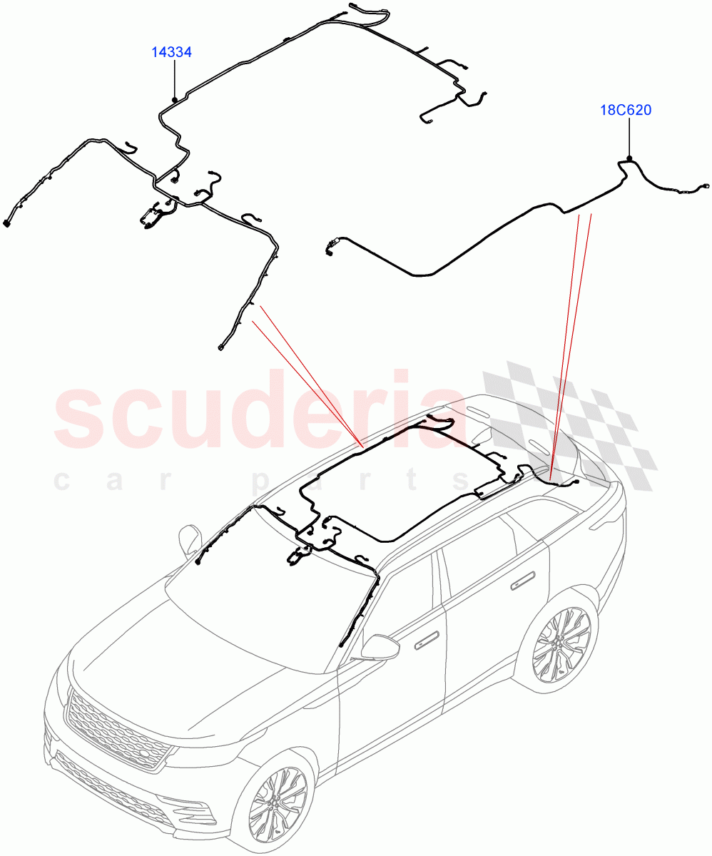 Electrical Wiring - Body And Rear (Roof) ((V) TOLA999999) of Land Rover Land Rover Range Rover Velar (2017+) [3.0 I6 Turbo Diesel AJ20D6]
