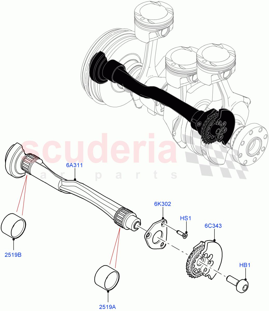 Balance Shafts And Drive (1.5L AJ20P3 Petrol High PHEV, Changsu (China), 1.5L AJ20P3 Petrol High) of Land Rover Land Rover Range Rover Evoque (2019+) [1.5 I3 Turbo Petrol AJ20P3]