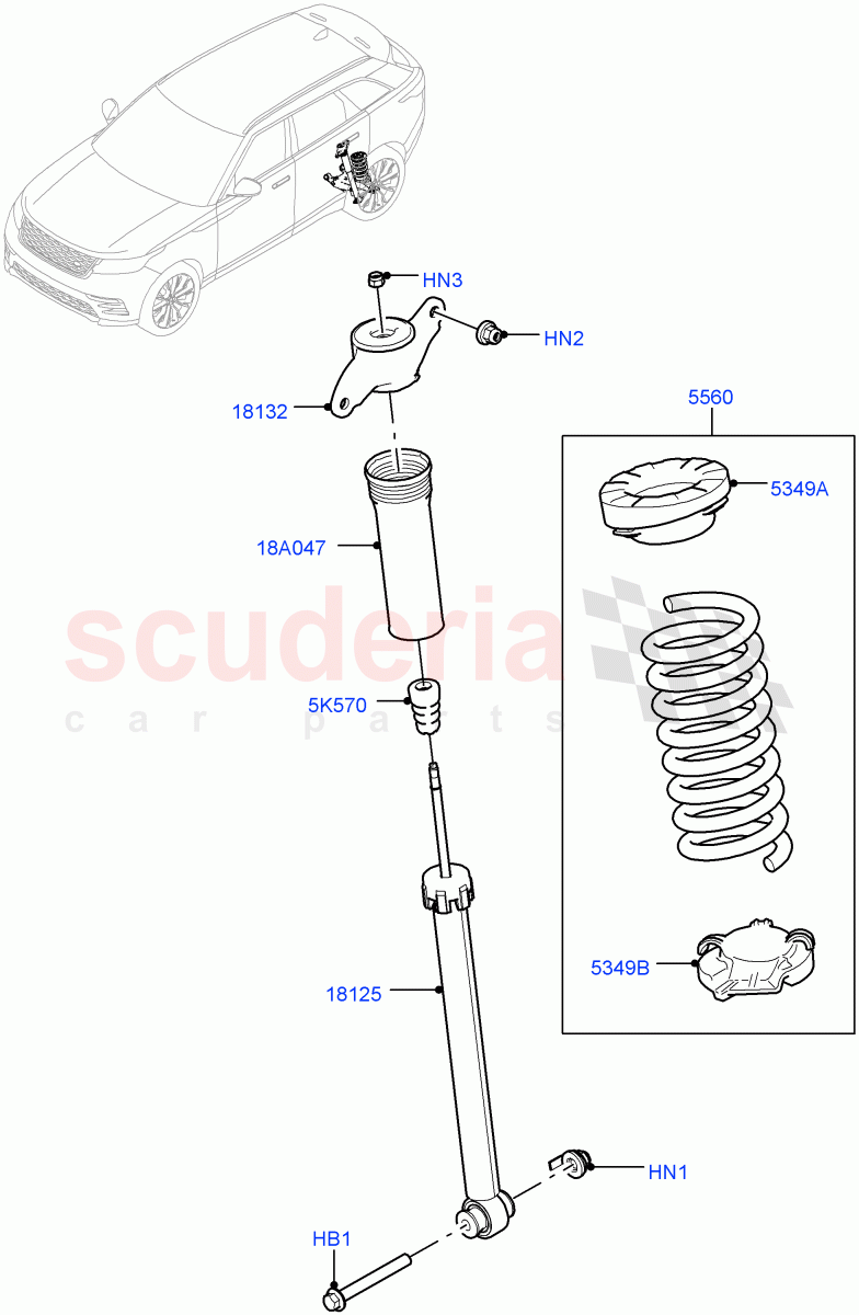 Rear Springs And Shock Absorbers (With Standard Duty Coil Spring Susp) ((V) TOLA999999) of Land Rover Land Rover Range Rover Velar (2017+) [2.0 Turbo Petrol AJ200P]