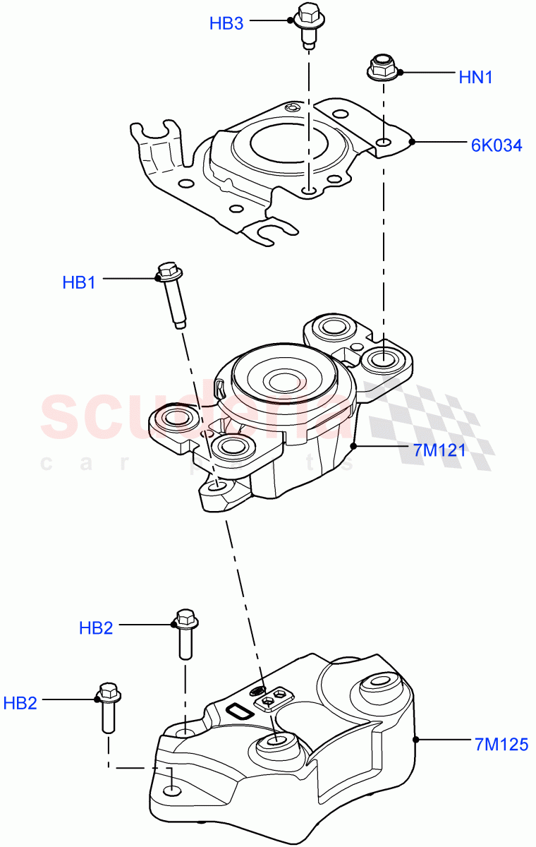 Transmission Mounting (2.0L 16V TIVCT T/C 240PS Petrol, Halewood (UK)) ((V) TODH999999) of Land Rover Land Rover Range Rover Evoque (2012-2018) [2.2 Single Turbo Diesel]