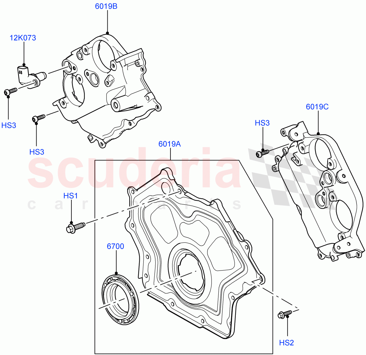 Timing Gear Covers (5.0L P AJ133 DOHC CDA S/C Enhanced, 5.0L OHC SGDI SC V8 Petrol - AJ133, 5.0 Petrol AJ133 DOHC CDA) ((V) FROMAA000001) of Land Rover Land Rover Range Rover Sport (2014+) [5.0 OHC SGDI SC V8 Petrol]