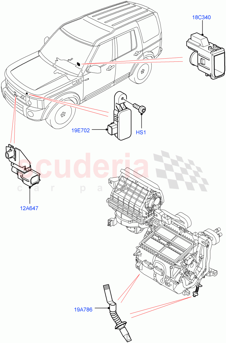 Heater/Air Cond.External Components ((V) FROMAA000001) of Land Rover Land Rover Discovery 4 (2010-2016) [3.0 Diesel 24V DOHC TC]