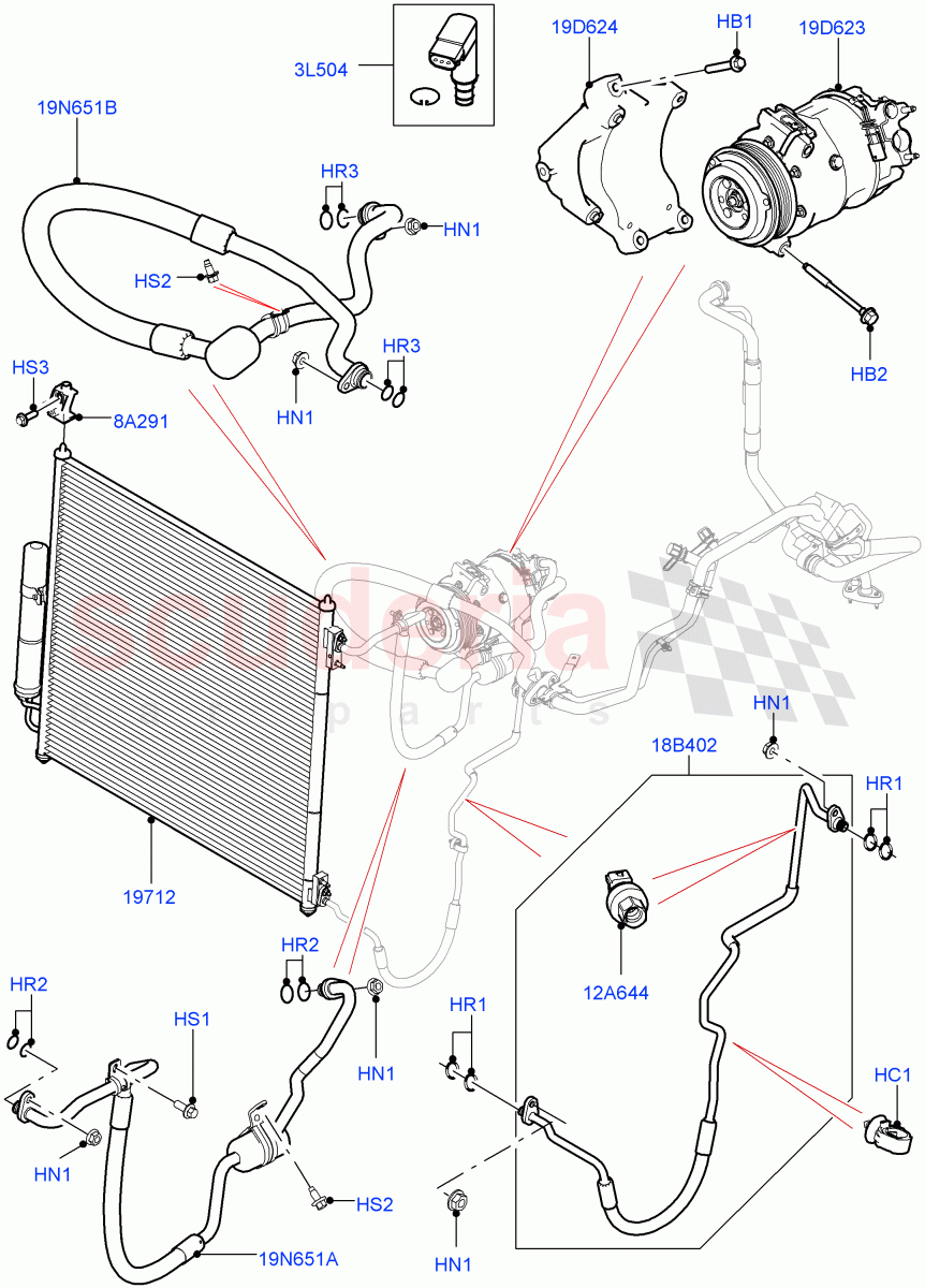 Air Conditioning Condensr/Compressr (Front) (2.0L 16V TIVCT T/C 240PS Petrol) ((V) FROMFA000001) of Land Rover Land Rover Range Rover Sport (2014+) [2.0 Turbo Petrol AJ200P]