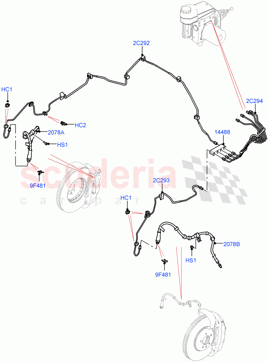 Front Brake Pipes (LHD) of Land Rover Land Rover Range Rover (2022+) [3.0 I6 Turbo Diesel AJ20D6]