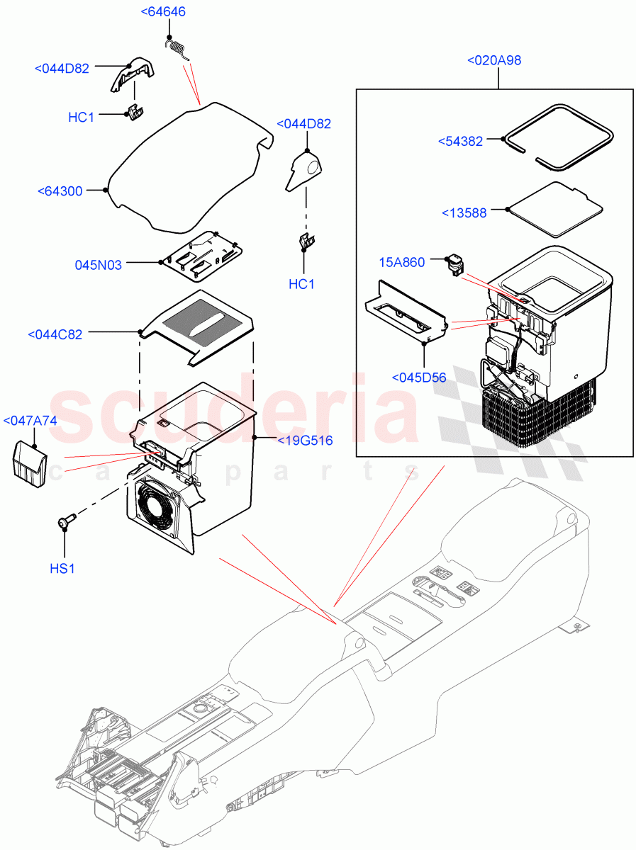 Console - Floor (For Stowage Boxes And Lids, Front) of Land Rover Land Rover Range Rover (2012-2021) [3.0 I6 Turbo Diesel AJ20D6]