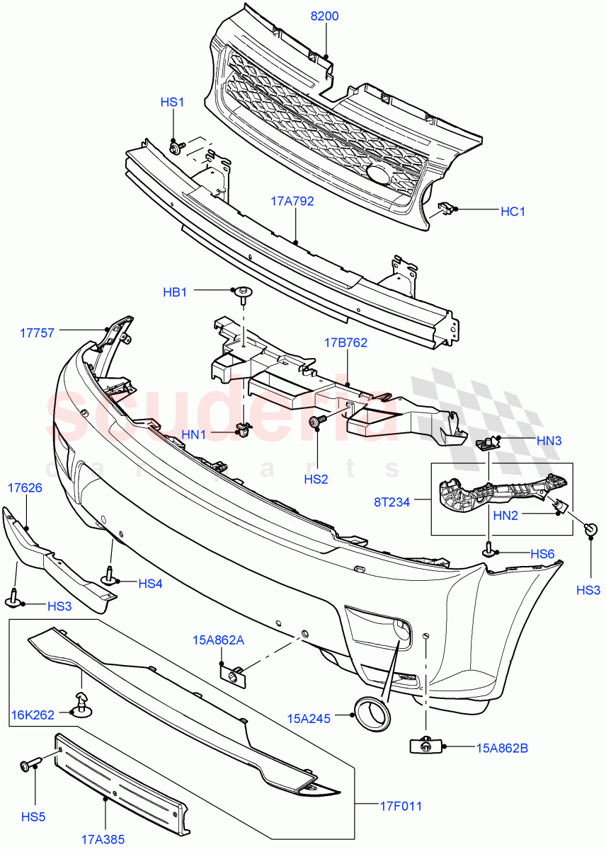 Radiator Grille And Front Bumper ((V) FROMAA000001) of Land Rover Land Rover Range Rover Sport (2010-2013) [5.0 OHC SGDI SC V8 Petrol]