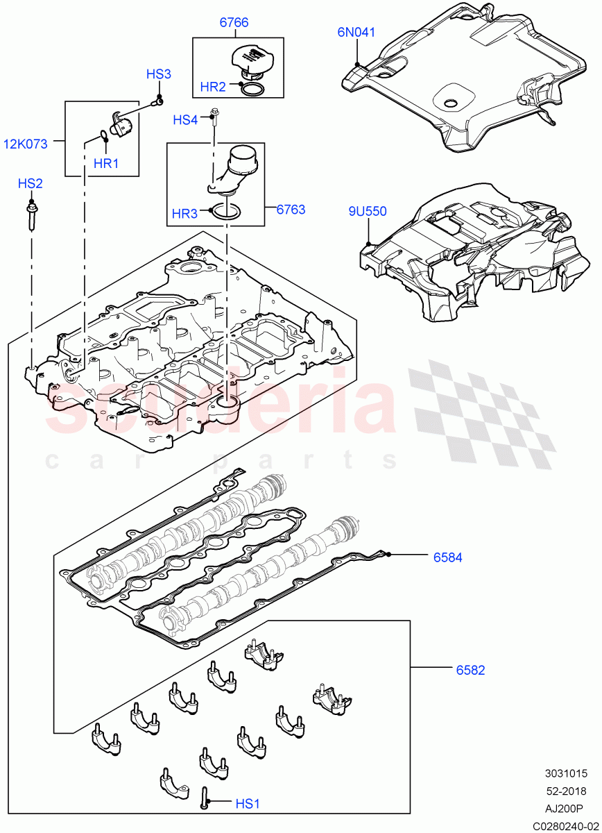 Cylinder Head Cover (Solihull Plant Build) (2.0L AJ200P Hi PHEV, 2.0L I4 High DOHC AJ200 Petrol) ((V) FROMJA000001) of Land Rover Land Rover Range Rover Sport (2014+) [2.0 Turbo Petrol AJ200P]