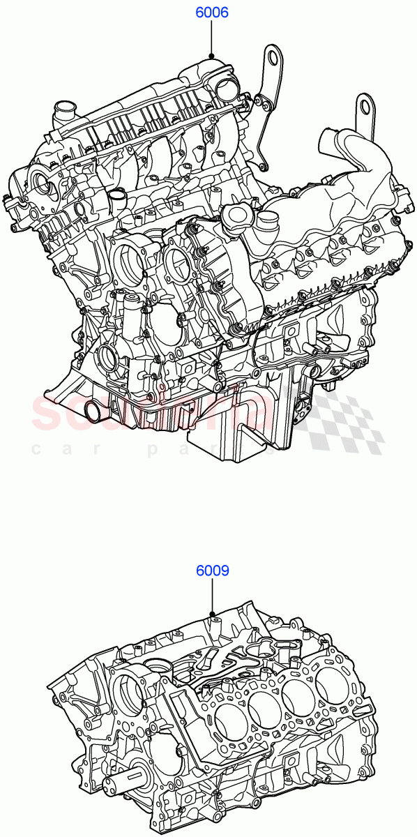 Service Engine And Short Block (3.6L V8 32V DOHC EFi Diesel Lion) ((V) FROM7A000001, (V) TO9A999999) of Land Rover Land Rover Range Rover Sport (2005-2009) [3.6 V8 32V DOHC EFI Diesel]