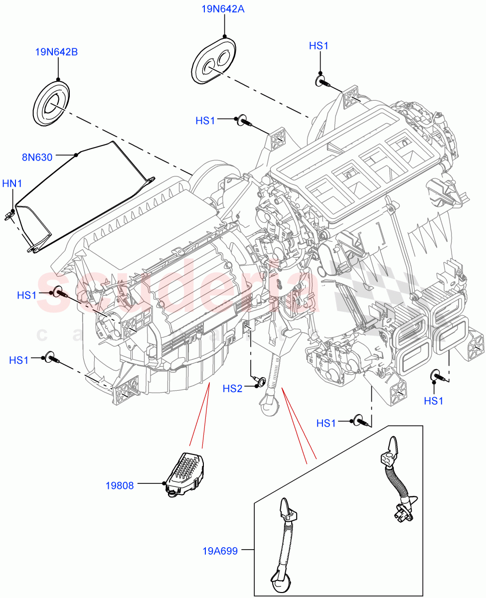 Heater/Air Cond.External Components (Main Unit, Solihull Plant Build) ((V) FROMHA000001) of Land Rover Land Rover Discovery 5 (2017+) [3.0 I6 Turbo Diesel AJ20D6]