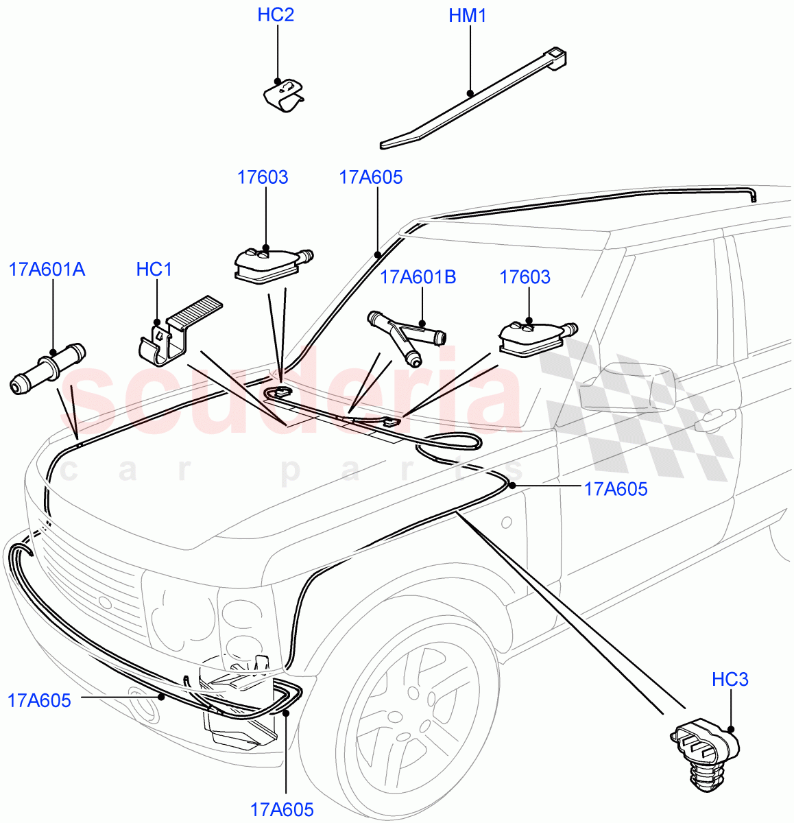 Windscreen Washer (Hose Assy) ((V) FROMAA000001) of Land Rover Land Rover Range Rover (2010-2012) [3.6 V8 32V DOHC EFI Diesel]