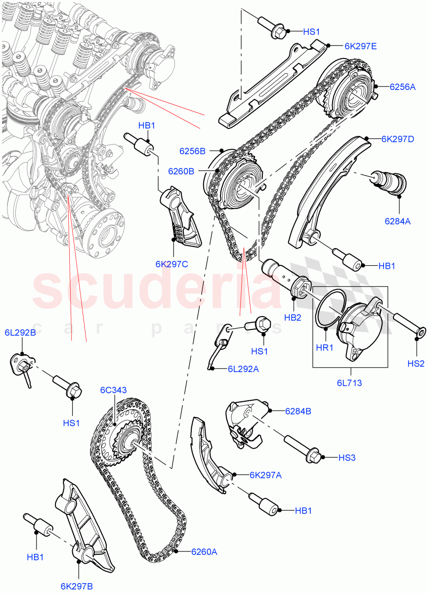 Timing Gear (3.0L AJ20P6 Petrol High) ((V) FROMKA000001) of Land Rover Land Rover Range Rover Sport (2014+) [3.0 I6 Turbo Petrol AJ20P6]