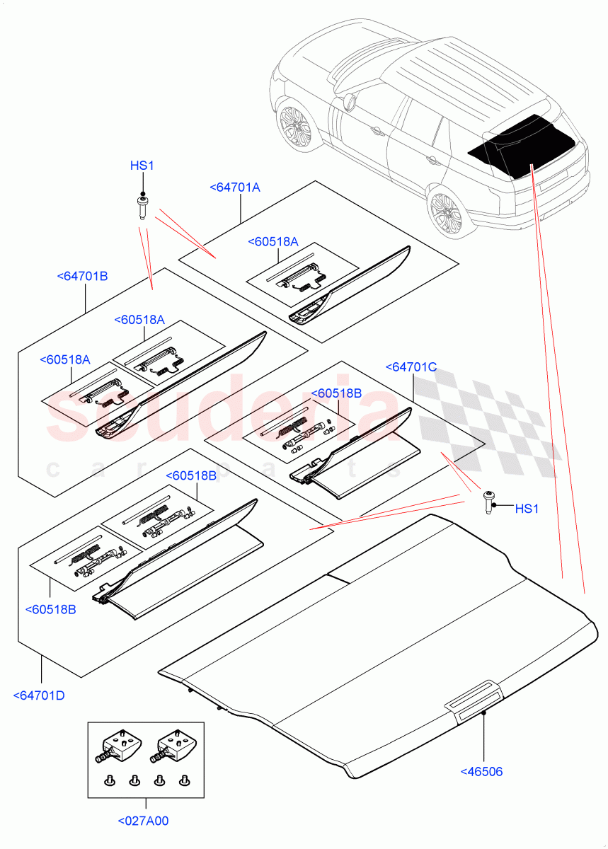 Load Compartment Trim (Gap Hider - Rear Seat, Package Tray) of Land Rover Land Rover Range Rover (2012-2021) [3.0 I6 Turbo Diesel AJ20D6]