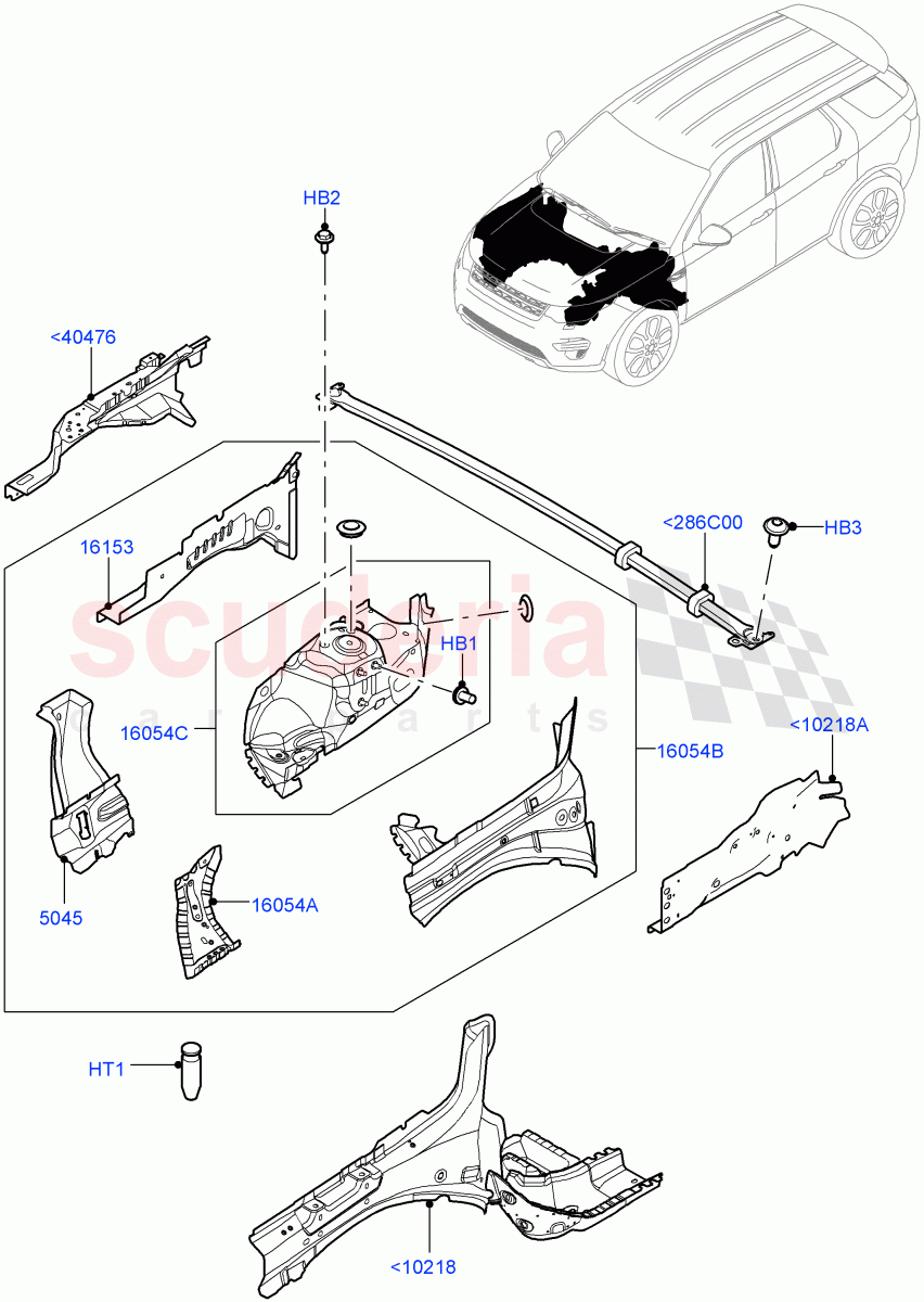 Front Panels, Aprons & Side Members (Aprons And Side Members) (Halewood (UK)) ((V) TOKH999999) of Land Rover Land Rover Discovery Sport (2015+) [2.0 Turbo Diesel AJ21D4]