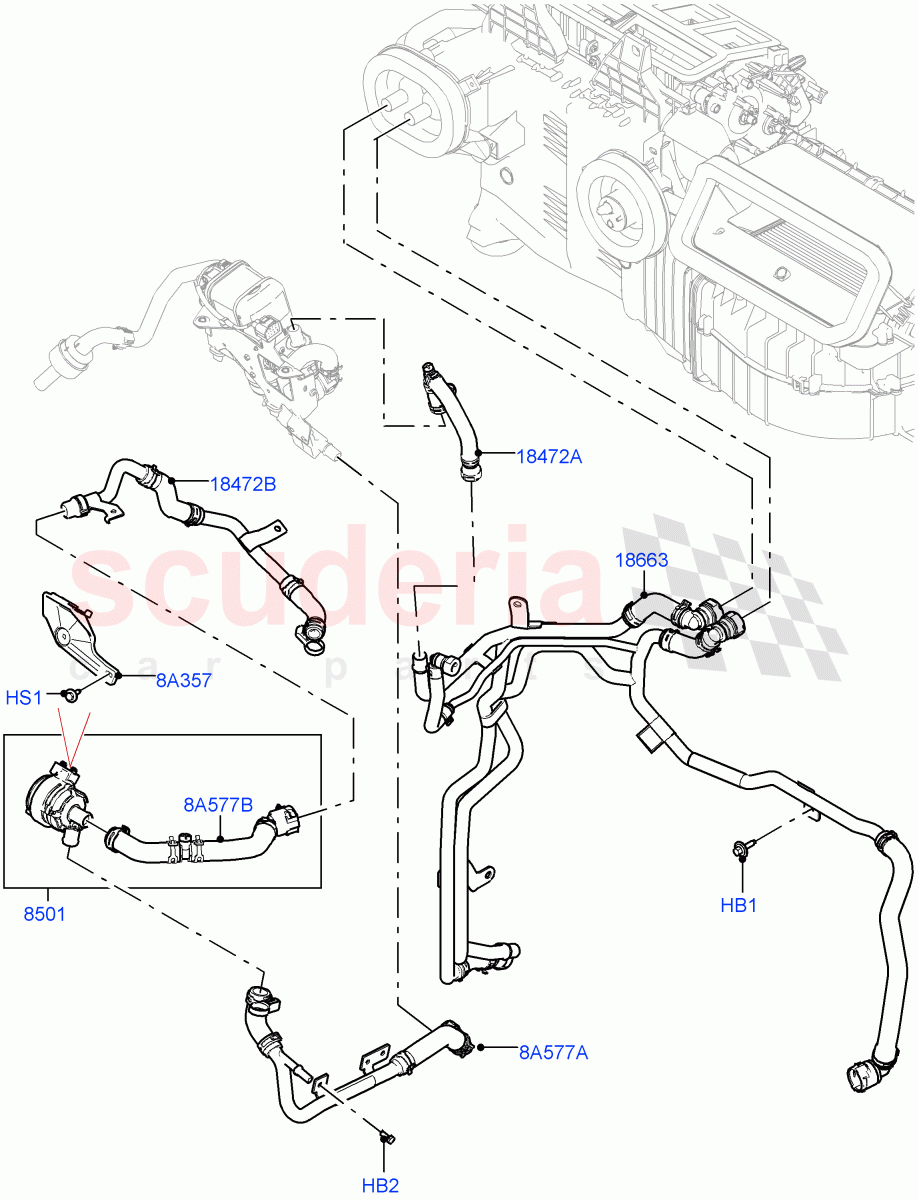 Heater Hoses (Front) (3.0L AJ20P6 Petrol High, With Fuel Fired Heater, Premium Air Conditioning-Front/Rear) ((V) FROMKA000001) of Land Rover Land Rover Range Rover Sport (2014+) [2.0 Turbo Petrol GTDI]