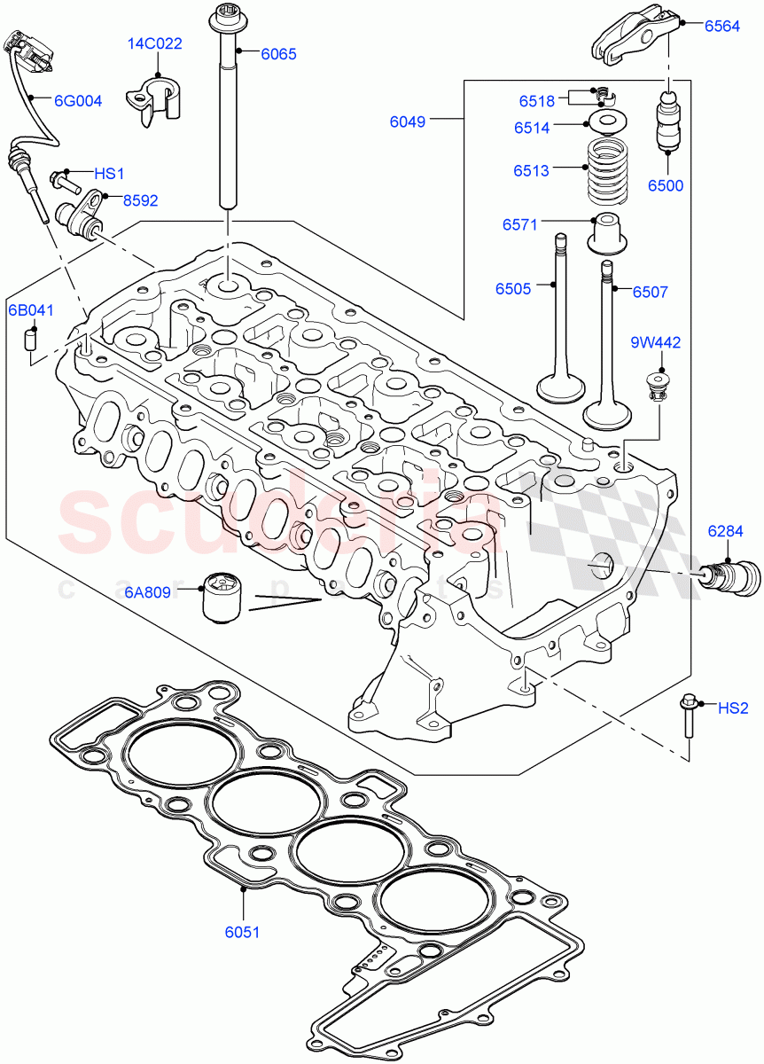 Cylinder Head (2.0L I4 DSL HIGH DOHC AJ200, Halewood (UK), 2.0L I4 DSL MID DOHC AJ200) of Land Rover Land Rover Discovery Sport (2015+) [2.0 Turbo Diesel]