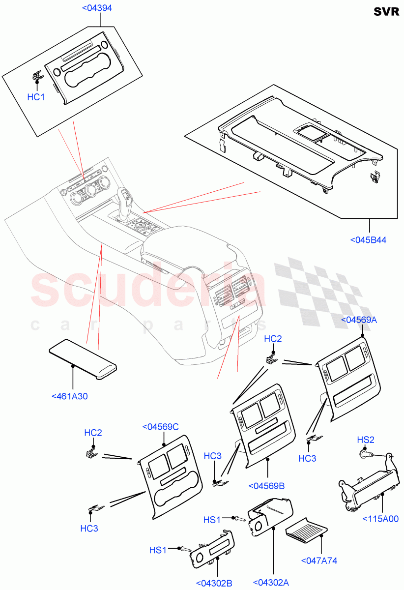 Console - Floor (SVR Version, SVR) ((V) FROMFA000001) of Land Rover Land Rover Range Rover Sport (2014+) [3.0 DOHC GDI SC V6 Petrol]