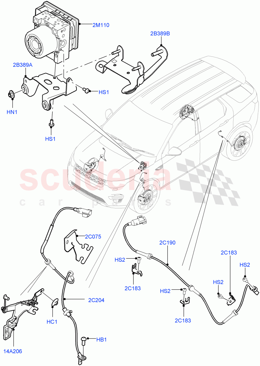 Anti-Lock Braking System (Halewood (UK)) ((V) TOKH999999) of Land Rover Land Rover Discovery Sport (2015+) [1.5 I3 Turbo Petrol AJ20P3]