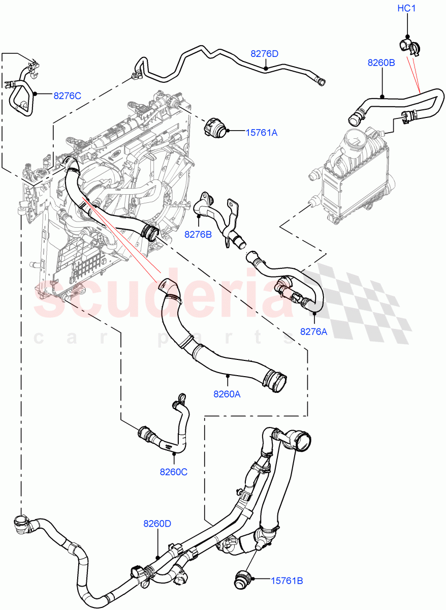 Cooling System Pipes And Hoses (Nitra Plant Build) (2.0L I4 DSL HIGH DOHC AJ200, Less Engine Cooling System) of Land Rover Land Rover Defender (2020+) [2.0 Turbo Diesel]