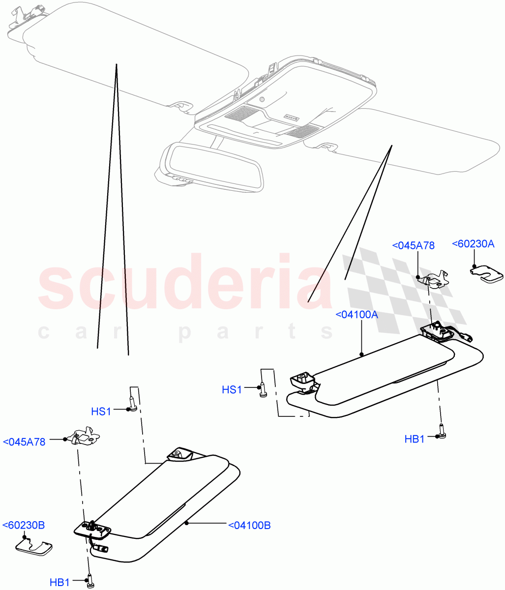 Headlining And Sun Visors (Interior Trim - Alston, Interior Trim - Alston Patterned) of Land Rover Land Rover Range Rover (2012-2021) [3.0 I6 Turbo Diesel AJ20D6]