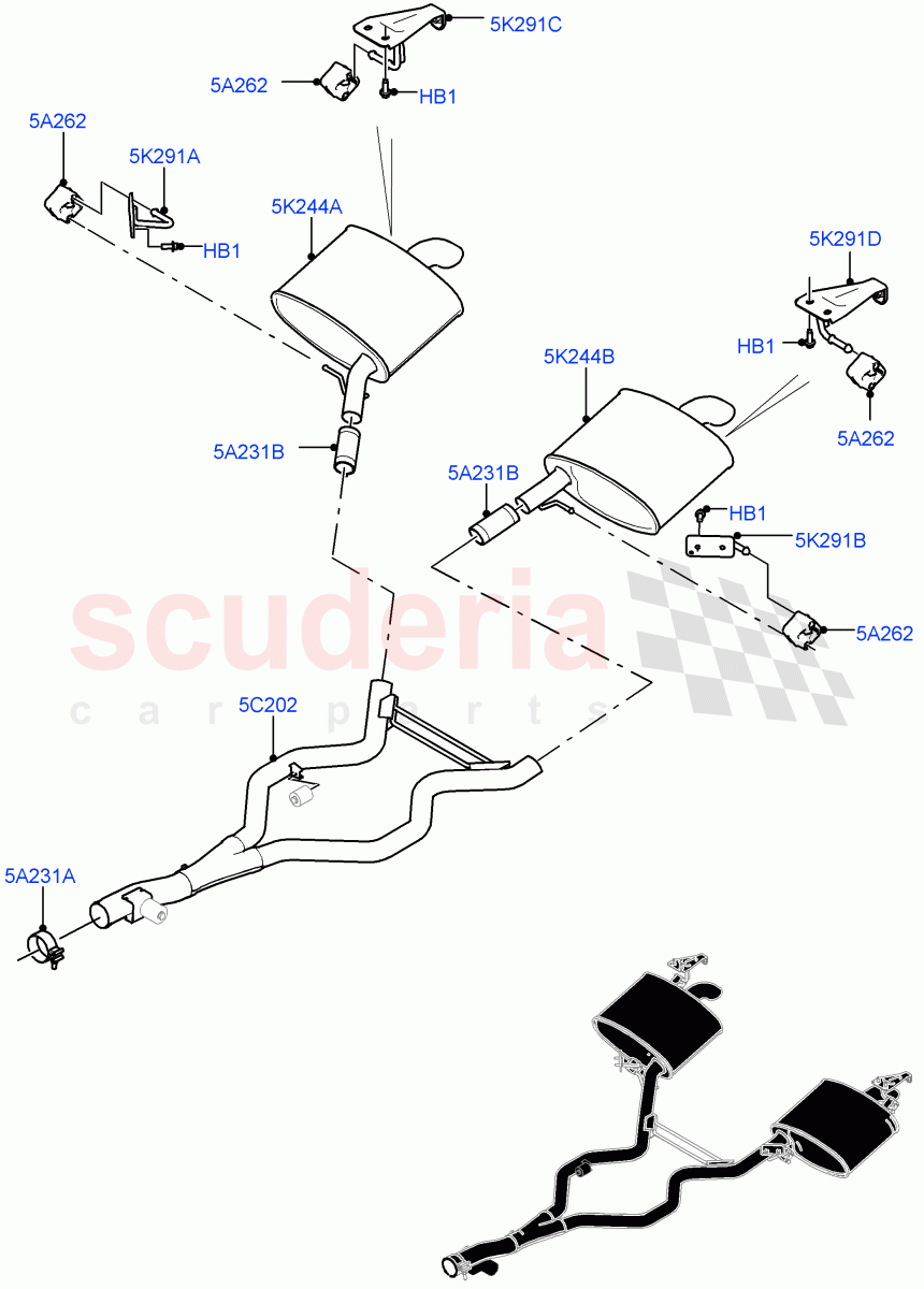 Exhaust System (Rear Section) (4.4L DOHC DITC V8 Diesel) ((V) FROMGA000001, (V) TOHA999999) of Land Rover Land Rover Range Rover (2012-2021) [4.4 DOHC Diesel V8 DITC]