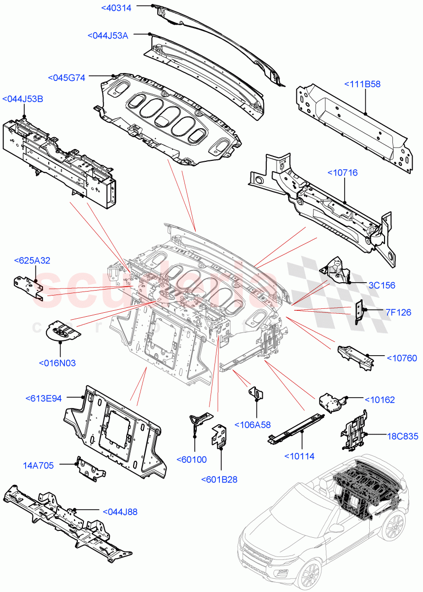 Floor Pan - Centre And Rear (2 Door Convertible, Halewood (UK)) ((V) FROMGH125984) of Land Rover Land Rover Range Rover Evoque (2012-2018) [2.0 Turbo Petrol GTDI]